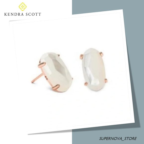 Kendra Scott Betty Stud Earrings White Ivory Mother of Pearl Rose Gold $60 NWT - Picture 1 of 14